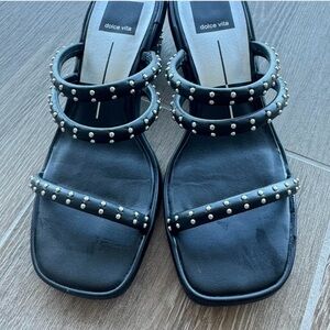 Dolce Vita Black Studded Slide Sandals